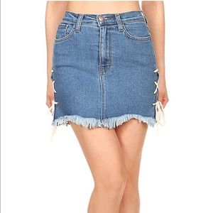 Vibrant Lace-Up Denim Mini Skirt